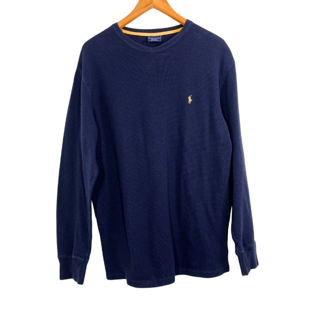 Polo Ralph Lauren‎ Sleepwear Navy Thermal Waffle Knit Long Sleeve Shirt Size L